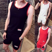 Mùa hè chic tay áo thun nam quần short thiết lập trang trí cơ thể thương hiệu vest vest mồ hôi vest quần áo thể thao nam - Lót