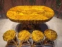 Bàn trà khắc vàng Du gốc Du Fugen đặt bàn trà gỗ rắn bàn cà phê bình thường họp bàn phẳng phong cách mộc mạc - Các món ăn khao khát gốc 	bàn ghế gốc cây cà phê
