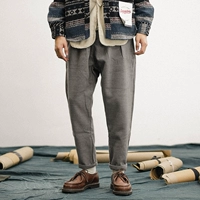 GBOY mùa đông màu rắn dây rút dày quần len giản dị nam Nhật Bản quần lỏng xu hướng quần chân bình thường quần áo thể thao nam