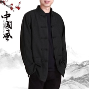 Bán hot cộng nhung mùa thu và đông dài tay Trung Quốc phong cách trung niên Tang phù hợp với áo khoác nam quốc phục bố