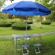 Один таблица 4 -х стул+2,4 метра Полный синий зонтик+зонтик сидит