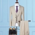 Bộ đồ vest nam màu be ba mảnh áo vest nam trung niên Suit phù hợp