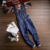 Mới của Hàn Quốc phiên bản của denim một mảnh treo nam chín quần những người yêu thích mô hình thiết kế nút quần quần của nam giới bib áo thun nike Áo khoác đôi