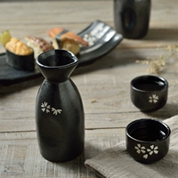 Bộ rượu bằng gốm nung nhiệt độ cao ba điểm đặt nồi sake theo phong cách Nhật Bản Sake cup đặt rượu vang trắng rượu mạnh đồ khui rượu