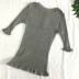 [] G 16 mùa hè mới Hàn Quốc phiên bản của tự trồng một nửa chiếc áo đan len nút căng Slim nữ triều T-Shirt Áo phông