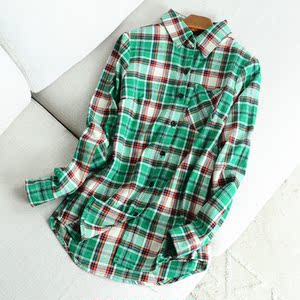 33392 Mùa Xuân và Mùa Thu Người Đàn Ông Mới và Phụ Nữ Những Người Yêu Thích Cao Đẳng Hoang Dã Kẻ Sọc Bông Flannel Dài Tay Áo Sơ Mi Tháng Bảy 7