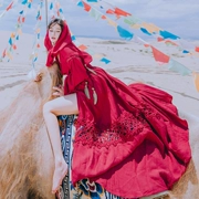 Khí hậu váy đỏ cotton retro Ma Lijiang kiểu quần áo phụ nữ Vân Nam váy dài thích hợp cho chụp ảnh du lịch