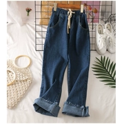 Taotao quần áo Mùa Hè quần mới văn học gió viền đàn hồi eo lỏng jeans nữ triều 27374