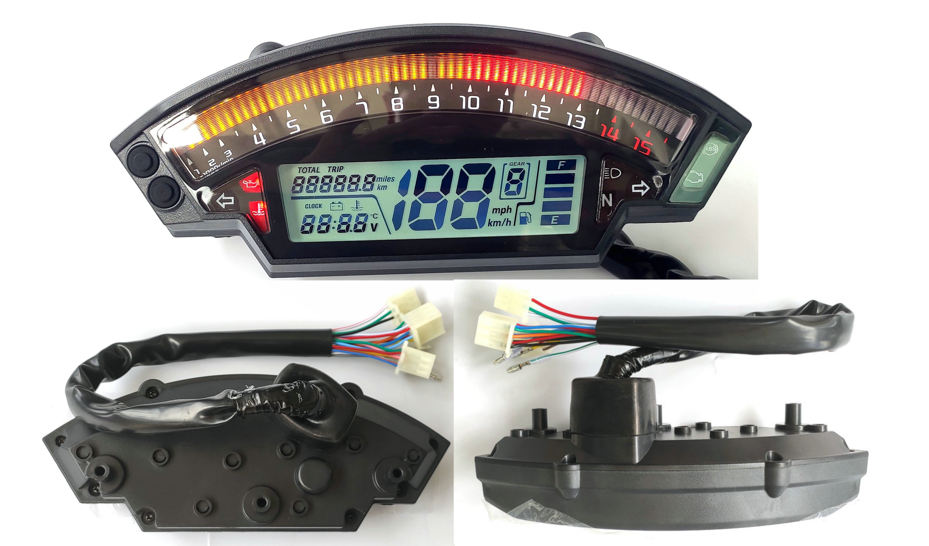 Phụ kiện sửa đổi xe máy Màn hình LCD Daniel LCD màu dụng cụ đo quãng đường đồng hồ tốc độ nhiệt độ nước dầu phổ thông đồng hồ điện tử xe máy wave đồng hồ xe máy sirius