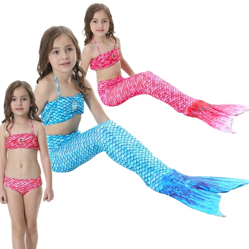 Детский купальник, раздельное платье для принцессы для плавания, крой «рыбий хвост»