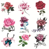 Комплект, водонепроницаемые тату наклейки, свежая наклейка с розой в составе, долговременный эффект, в цветочек