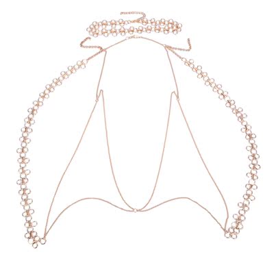 欧美性感手工编织金色bikine身体链 女 夏 胸链 含颈链套装女饰品-淘宝网