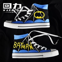 Kéo lại dc phiên bản giới hạn giày chung Batman 1970s giày vải graffiti Man Wei vẽ tay chú hề nổ giày cao - Plimsolls giày converse cổ thấp