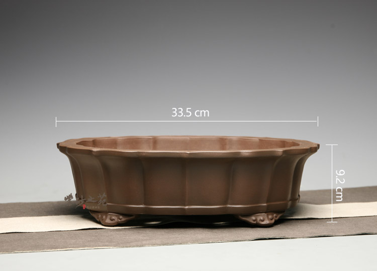 Large: 33.5Cm In Lengthpurple sand flowerpot ellipse flower of water caltrop bonsai Flowerpot medium , please purple ink for imprinting of seals tip Papaya foreign trade basin Miscellaneous wood Raspberry Du Juan Old pile