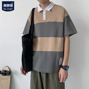 Anh trai mập Áo sơ mi mùa hè ve áo cỡ lớn áo phông giản dị xu hướng mới áo sơ mi rộng phiên bản Hàn Quốc của quần áo nam đẹp trai - Polo