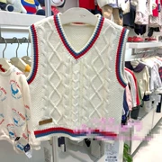 Quần áo trẻ em Hàn Quốc 2019 xuân mới bé trai và bé gái trắng đại học gió đan áo len - Áo ghi lê