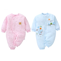 Trẻ sơ sinh dính liền quần áo cotton mỏng độn ấm romper quần áo trẻ em mùa thu và mùa đông mẫu áo khoác nam ra ngoài quần áo bộ khủng long bé trai