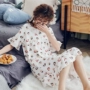 Váy ngủ nữ mùa hè ngắn tay tươi mát dễ thương công chúa gió mùa hè búp bê cổ áo pyjama đầm ren - Đêm đầm đầm ngủ công chúa