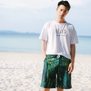 2018 quần nam đi biển in quần màu xanh lá rộng kích thước lớn quần short thời trang đi biển thoải mái