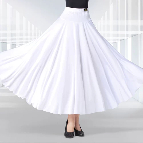 Danbao Luo Plaza Юбка Bing шелк Юбка дружбы белая средняя и пожилая танцевальная юбка 720 градусов Современная танцевальная длинная юбка