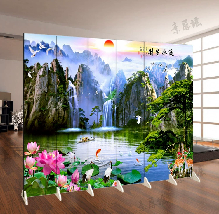 Nước chảy và nguồn của cải Guangjin phong cảnh sơn nền tường màn hình phân vùng thời trang phòng khách lối vào công ty khách sạn - Màn hình / Cửa sổ vach ngan phong khach dep