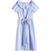 [Giá mới 149 nhân dân tệ] 2018 tính khí mùa hè sọc đầm váy nhẹ nhàng eo váy dài váy cao cấp hàng hiệu Sản phẩm HOT