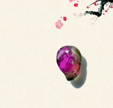 Ювелирные изделия и полуфабрикаты 天然巴西老料透玻璃双色西瓜碧玺手工俏色《蟠桃》女挂件吊坠diy