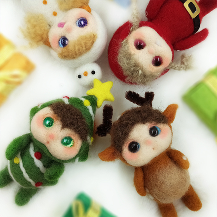 南姐手工 圣诞树 小精灵人偶 羊毛毡戳戳乐玩具公仔手工diy材料包