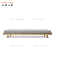 Bắc Âu phong cách Nhật Bản sồi sồi giường gác xép thấp giường đơn giản hiện đại màu đen gỗ óc chó rắn không có giường khung tùy chỉnh - Giường giường ngủ gấp gọn