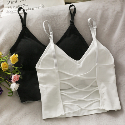 taobao agent Summer thin universal colored breathable top with cups, sports underwear