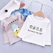 2019 bé trai mới tay áo thun cotton bé sơ mi cotton đáy quần bé bé ngoại xuân xuân hè áo trắng 1 tuổi - Áo thun