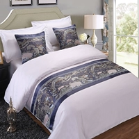 Giường bán buôn khách sạn giường khăn khách sạn giường cờ cao cấp đơn giản hiện đại Trung Quốc vàng sang trọng màu trắng tinh khiết trải giường đơn mảnh ga trải giường mát
