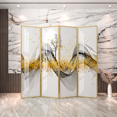 ширма 轻奢新中式入户金属隔断屏风客厅卧室遮挡定制铝合金折叠移动折屏