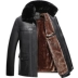 Áo choàng mùa thu đông 2018 trong phần dài cộng với chất liệu nhung dày của bố công sở thường diện áo khoác da nam size rộng Áo khoác
