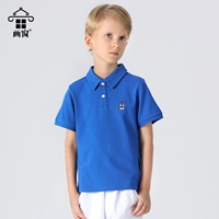 Quần áo trẻ em ban đầu thời trang trẻ em áo polo ngắn tay 2019 áo thun cotton mùa hè cho bé trai T áo thun bé trai màu xanh - Áo thun áo thun bé trai thu đông