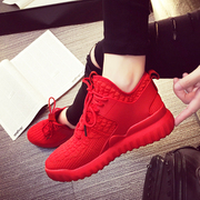 Giày thể thao màu đỏ của phụ nữ tăng vớ thường cao giày Hàn Quốc ulzzang mùa xuân hoang dã 2018 mới
