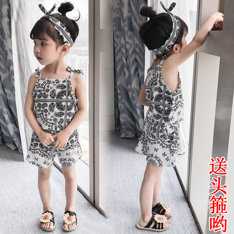 Sling Cover White Check (Hair Band)female Boy poplin  Silk Rayon vest suit 2021 summer wear children jacket trousers Baby girl Two piece set