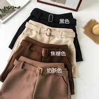 Quần short len ​​nữ mùa thu đông 2018 phiên bản mới của Hàn Quốc hoang dã eo cao sang trọng là chân váy rộng giản dị bên ngoài mặc quần bốt quần short jean nữ giá rẻ