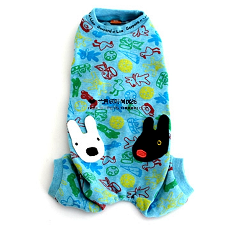 Японская домашняя одежда Черно -белая собака синий цвето