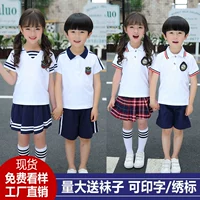 Anh tiểu học mùa hè đồng phục học sinh phù hợp với ngắn tay áo lớp dịch vụ trẻ em mới bông mẫu giáo quần áo mùa hè tùy chỉnh thời trang bé gái