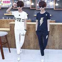 Junior mùa hè ngắn tay T-Shirt một cậu bé phù hợp với 12 học sinh trung học cơ sở 15 quần áo thể thao 16-year-old quần 13 bộ adidas nữ mùa đông