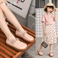 Детская обувь для принцессы для отдыха, из натуральной кожи, в цветочек, 2020, тренд сезона, в корейском стиле, мягкая подошва