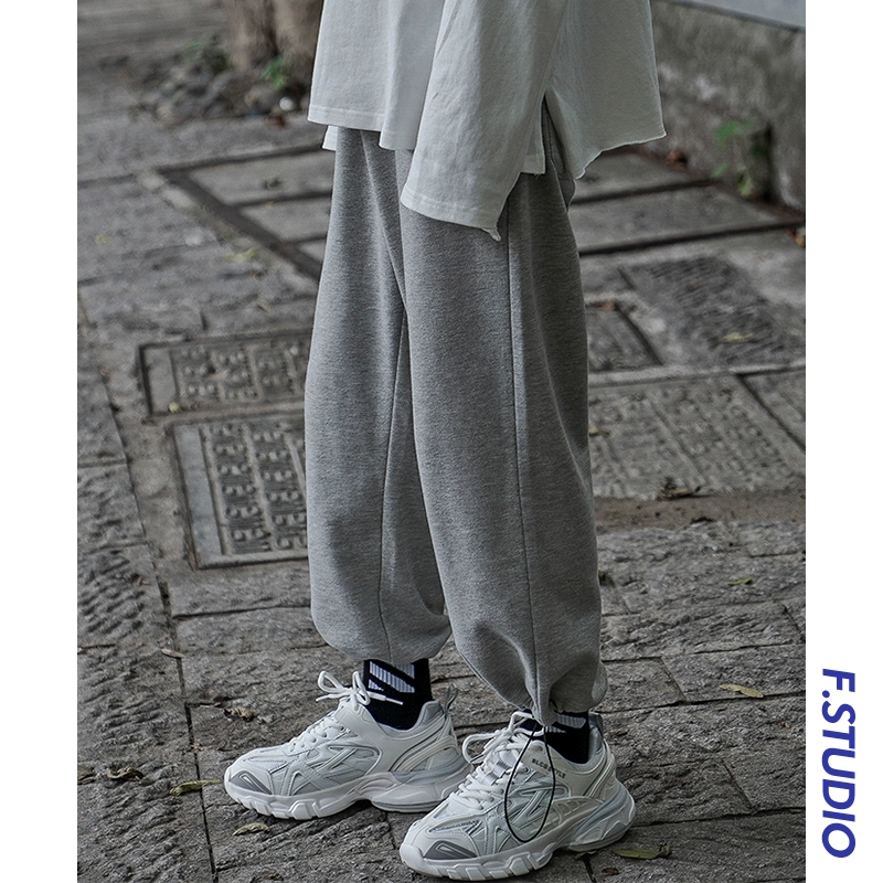 Quần áo nam Fang Shao mùa xuân phiên bản Hàn Quốc của xu hướng quần ống rộng màu rộng, quần thể thao rộng và quần âu - Quần Harem