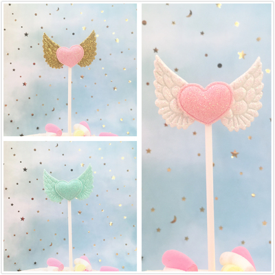 天使翅膀插牌爱心天使之翼插签小翅膀甜品台
