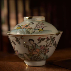 Супница 民国绛彩仕女图盖碗