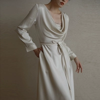 Расширенная длинная юбка, осеннее белое платье, французский стиль, изысканный стиль