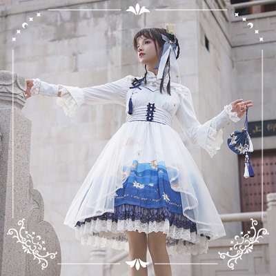 taobao agent 【Spot goods】NYANYA Sea Birth Month + Lolita Original V Collar Sling Dress JSK