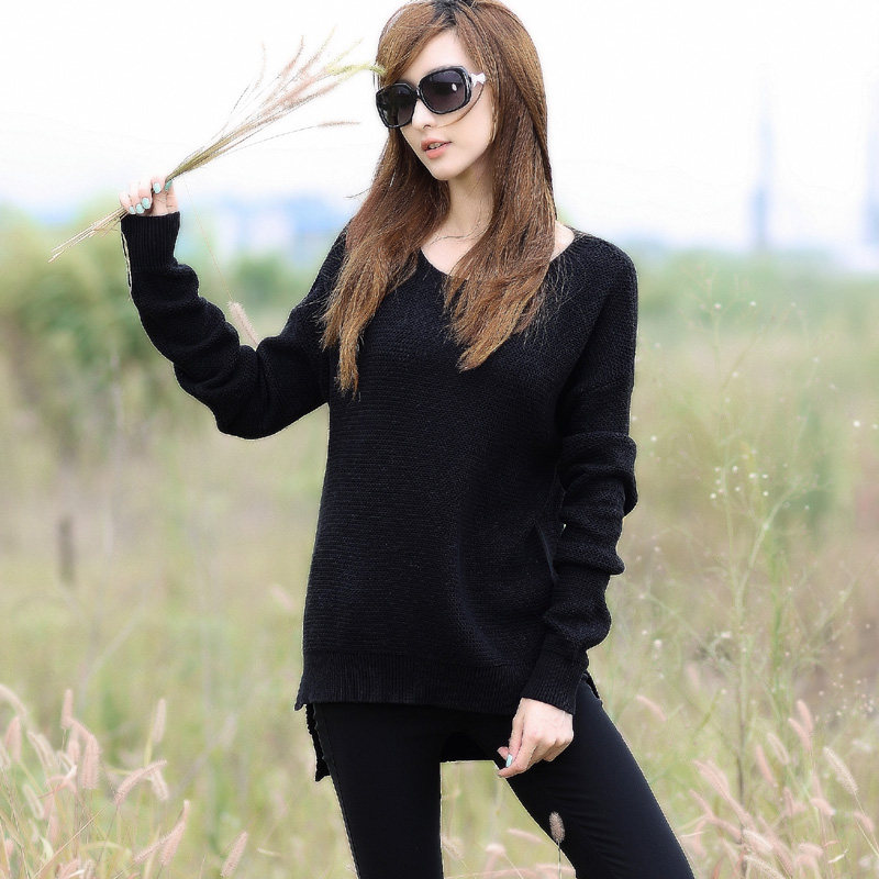Mùa thu người phụ nữ hoang dã mùa thu mặc áo len Hàn Quốc phiên bản của bộ lười biếng gió lỏng mặc len dày của phụ nữ