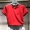 Ou Ama Shiqi Womens 2019 Mùa hè Mới Slim Cổ tròn Chữ thường Màu đỏ ngắn tay áo thun nữ - Áo phông áo phông cao cấp