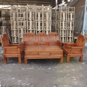Tất cả các ghế sofa gỗ kết hợp phòng khách Nam Elm Ming và Qing triều cổ nguồn tài chính cổ lăn trang trí đồ nội thất - Bộ đồ nội thất